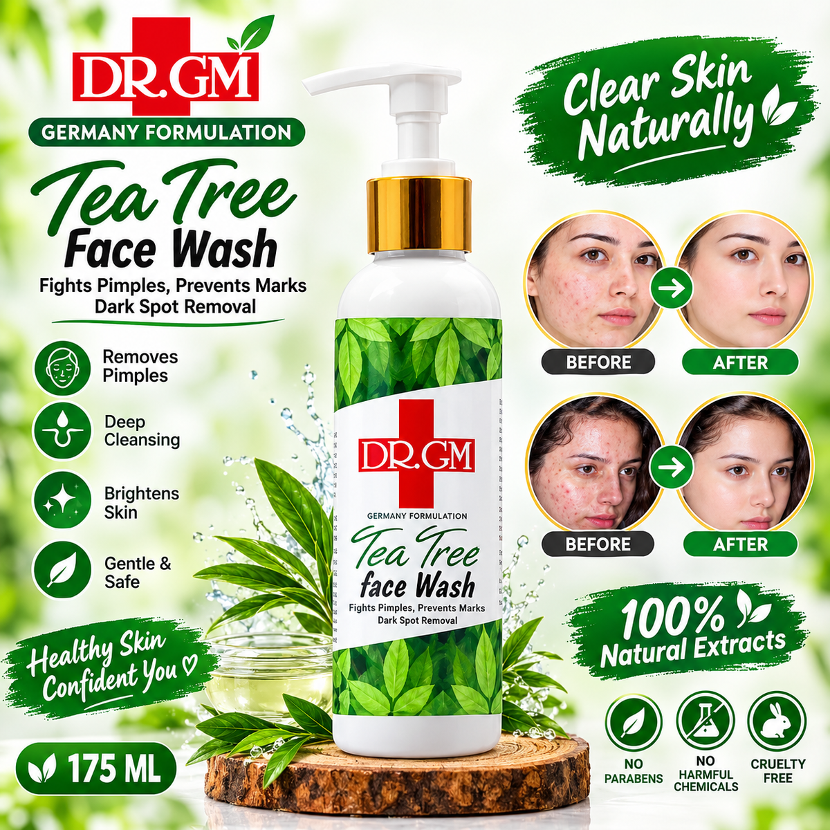 DR.GM Face Wash Tea Tree For Refreshing And Deep Cleansing Skincare